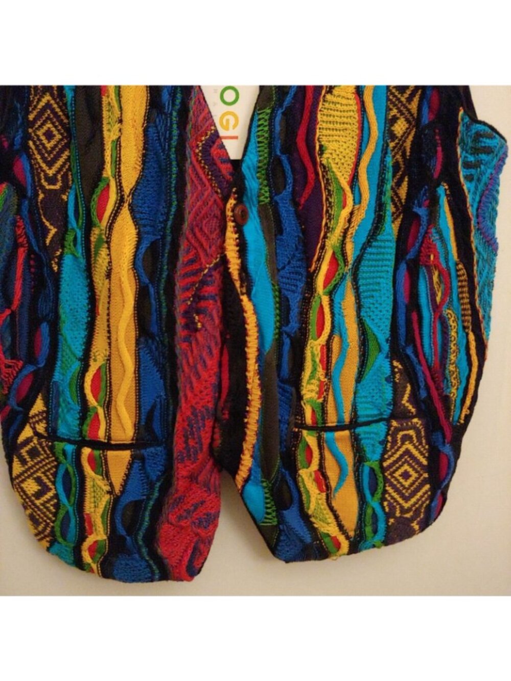 Coogi Womens Sweater Vest Colorful 3D Knit Mercerized Cotton 90s Hip Hop S - Picture 5 of 13